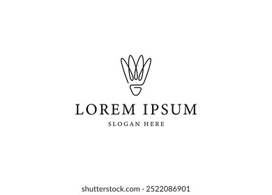 Logotipo del volante del bádminton en estilo lineal del diseño