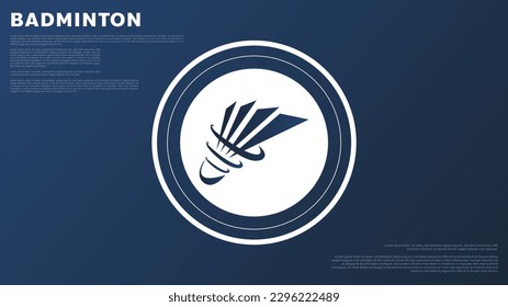 Badminton shuttlecock logo on blue background badminton court indoor badminton sports wallpaper with copy space  ,  illustration Vector EPS 10