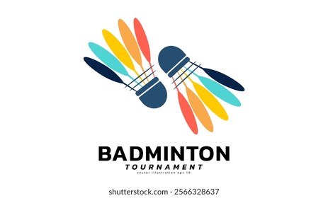 Badminton Shuttlecock Logo symbol vector, Modern design and beautiful colors isolated on white background, can use for  Badminton Championship Logo , illustration Vector EPS 10