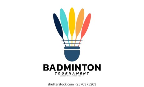 Badminton Shuttlecock Logo symbol vector, Modern design and beautiful colors isolated on white background, can use for  Badminton Championship Logo , illustration Vector EPS 10