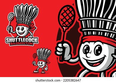 Badminton shuttlecock mascot cartoon character, Stock vector image