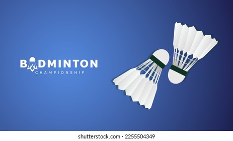 Badminton-Shuttle-Cock auf blauem Hintergrund , Badminton-Sportwallpaper mit Kopienraum , Vektorgrafik EPS10