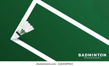 Badminton shuttlecock on white line on court background ,Illustrations for use in online  badminton sporting events  ,  illustration Vector EPS 10