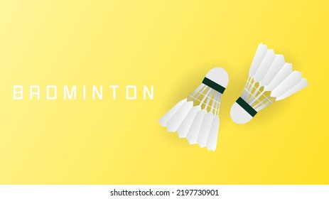 Badminton Shuttlecock On Yellow  Background Badminton Court Indoor Badminton Sports Wallpaper With Copy Space  ,  Illustration Vector EPS 10