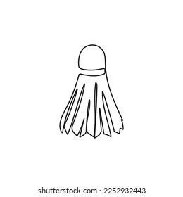 Badminton shuttlecock. One line art. Playing badminton. Sports equipment. Hand drawn vector illustration.