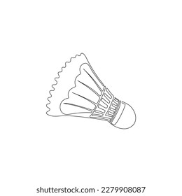 Badminton shuttlecock. One line art. Playing badminton. Sports equipment. Hand drawn vector illustration