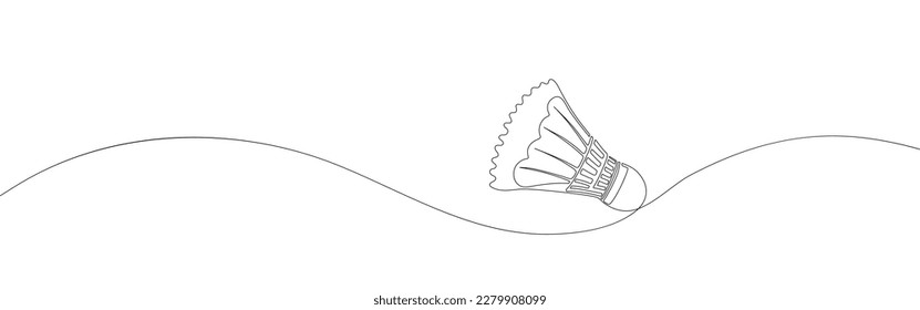 Badminton shuttlecock. One line art. Playing badminton. Sports equipment. Hand drawn vector illustration