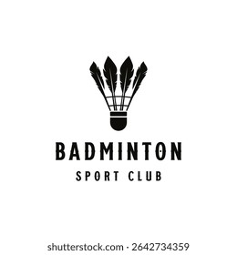 badminton shuttlecock e design de logotipo de raquete. Logotipo para negócios, clube, esportes, torneio.