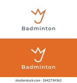 badminton shuttlecock e design de logotipo de raquete. Logotipo para negócios, clube, esportes, torneio.