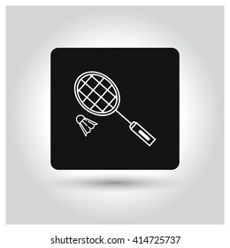 Badminton shuttlecock and rackets icon