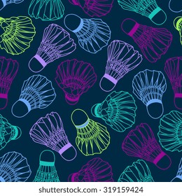 Badminton shuttlecock seamless pattern on grunge background. Vector illustration