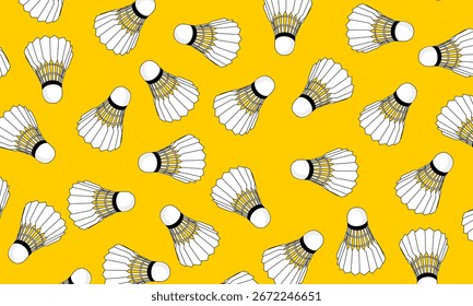 Badminton shuttlecock seamless pattern. Repeating shuttlecock illustration for wallpaper, fabric, wrapping, and digital sport decoration projects.