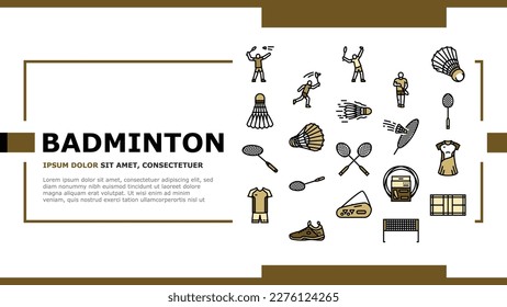 badminton shuttlecock sport landing web page vector. competition racket, player game, tournament athlete, activity professional, action badminton shuttlecock sport Illustration