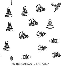 badminton shuttlecock sport vector seamless pattern thin line illustration