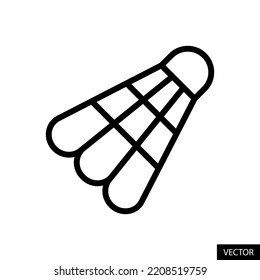Badminton shuttlecock vector icon in line style design for website, app, UI, isolated on white background. Editable stroke. EPS 10 vector illustration.