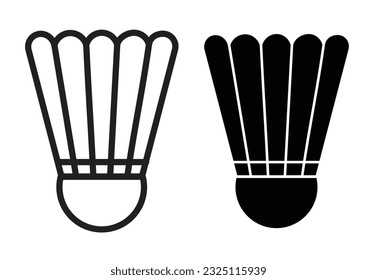 Badminton shuttlecock vector icon set. Badminton shuttle silhouette flat outline icon set.