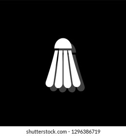 Badminton Shuttlecock. White flat simple icon with shadow