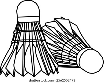 Badminton shuttlecocks icon vector illustration of sports equipment. 