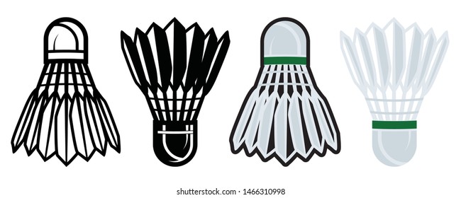 Badminton Shuttlecocks Vector Illustration Silhouette