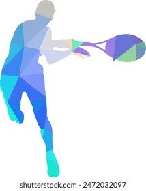 Badminton Silhouette Low Poly Player Sport Polygon Style Ilustración vectorial 