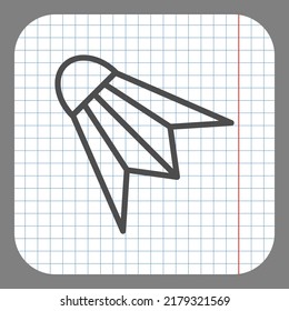 Badminton simple icon vector. Flat design. On graph paper. Grey background.ai
