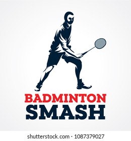 Badminton Smash Silhouette Logo Designs Template