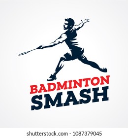 Badminton Smash Silhouette Logo Designs Template