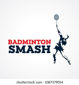 Badminton Smash Silhouette Logo Designs Template