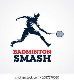 Badminton Smash Silhouette Logo Designs Template