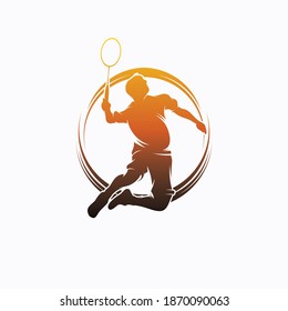 Badminton Smash Silhouette Logo Designs