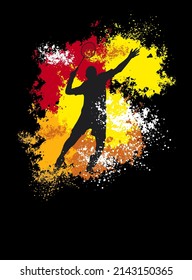 Badminton sport background graphic with colorful elements.