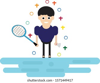 badminton sport with a flat character model