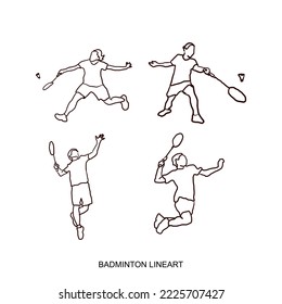 badminton sport in the form of line art. the art of several styles in badminton