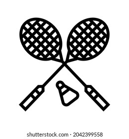 badminton sport game line icon vector. badminton sport game sign. isolated contour symbol black illustration