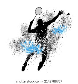 Badminton sport graphic with abstract elements.