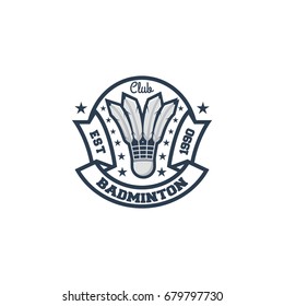 Badminton sport logo blue vector