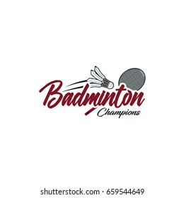Badminton sport logo typography vector