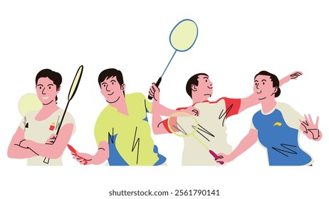 Badminton is a sport played by two or four people. The equipment needed is rackets and shuttlecocks. Whoever scores the most points in a match is the winner.