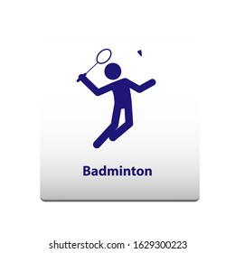 Badminton sport Symbol. stickman solid icon.vector illustration