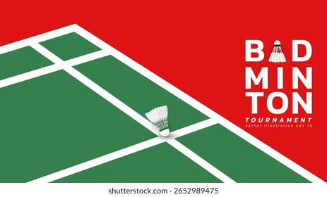 Fondo deportivo de bádminton, estilo de diseño plano simple, Ilustraciones para usar en eventos deportivos en línea, Vector de ilustración EPS 10