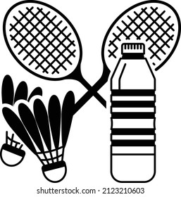 Badminton Sports Concept, Racquets with shuttlecock Vector Icon Design, Sporting equipment Symbol, Physical Fitness and Wellness Sign, Leisure Activity stock illustration