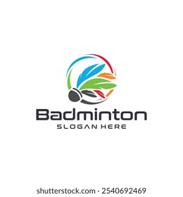 Badminton esportes logotipo design, jogos da liga, badminton esportes torneios.