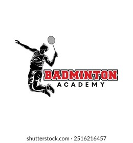 Badminton Sports Logo. Vetor de design de logotipo de Badminton esmagado