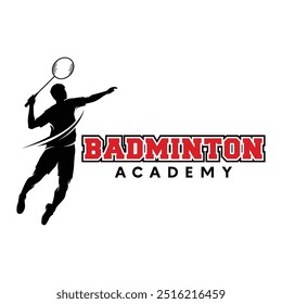 Badminton Sports Logo. Vetor de design de logotipo de Badminton esmagado