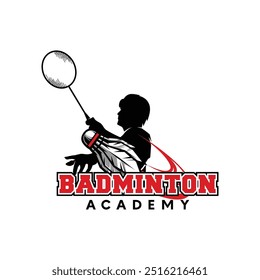 Badminton Sports Logo. Vetor de design de logotipo de Badminton esmagado