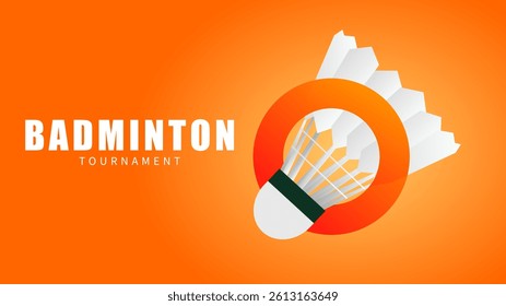 Badminton sports orange wallpaper with copy space, Simple flat design style  ,Illustrations for use in online sporting events ,  illustration Vector EPS 10