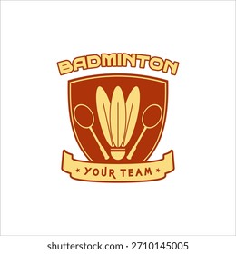 Equipe de Badminton Crest Shuttlecock e Rackets Emblem