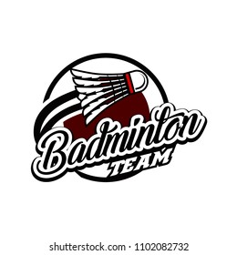 Badminton team design logo emblem template. Abstract sport badge vector illustration