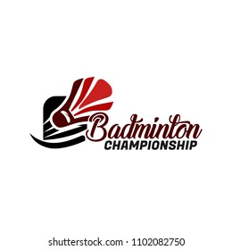 Badminton team design logo emblem template. Abstract sport badge vector illustration