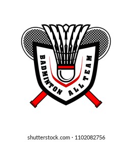 Badminton team design logo emblem template. Abstract sport badge vector illustration